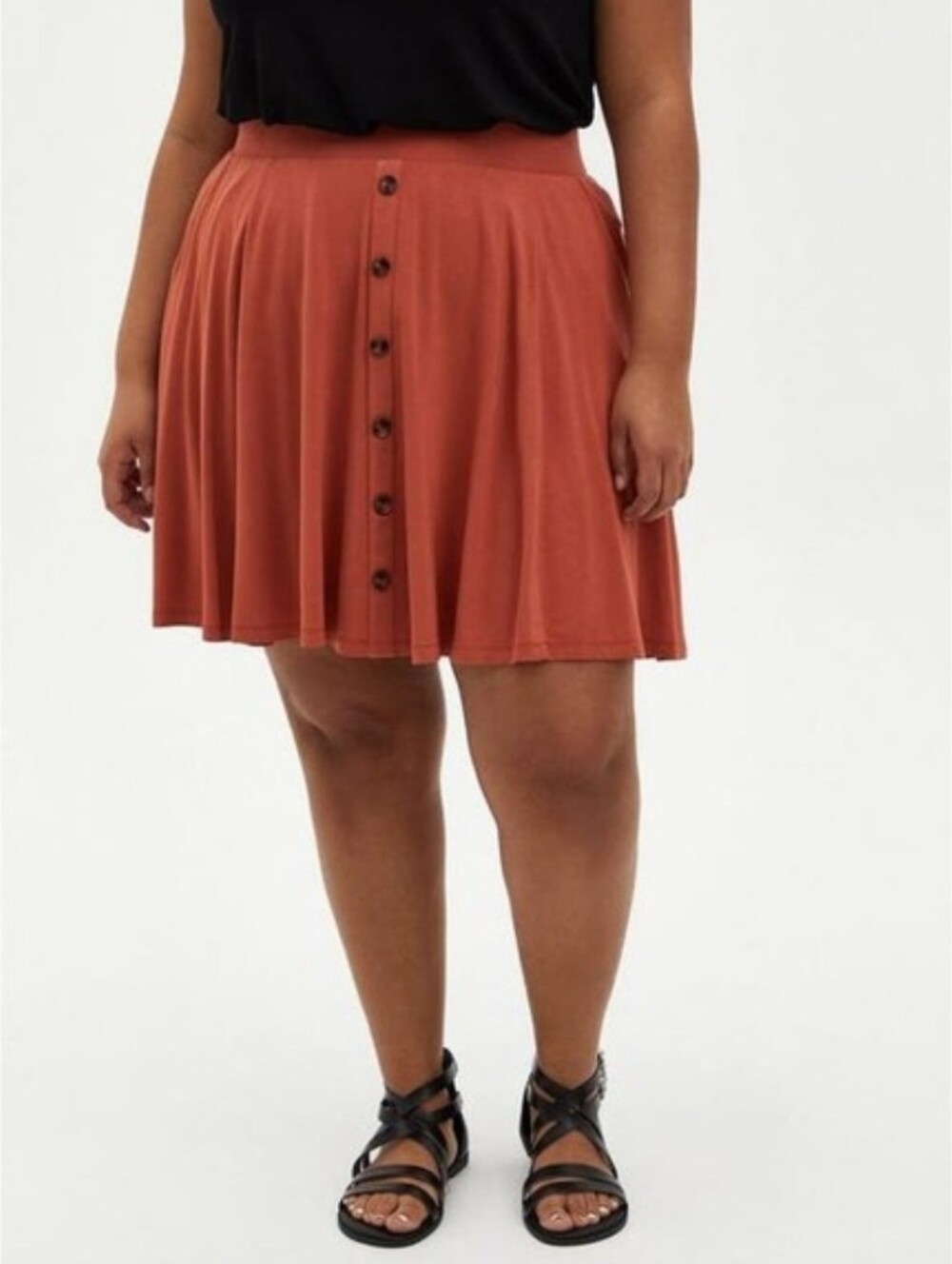 torrid Orange Button-Front Circle Skater Skirt
